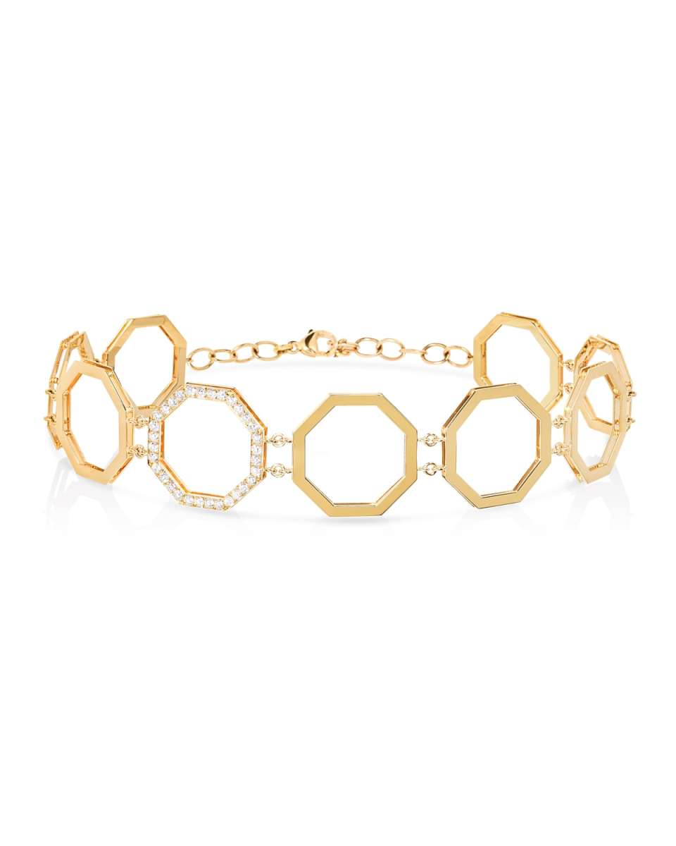 18k Pave Diamond Octagonal Choker Necklace
